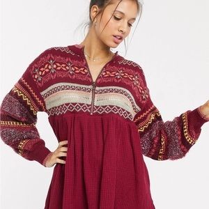 Free People Cozy Cabin Zip Up Sweater-XS
